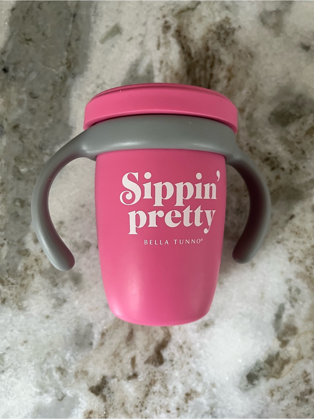 Bella Tunno Sippin' Pretty' Pink Toddler Sippy Cup with Gray Handles